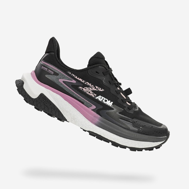 ATOM Shark AT161 Ion Blast Black Trail Running Shoes-Black